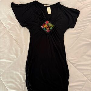 Arden B Black Mini Dress with Multicolor Detail